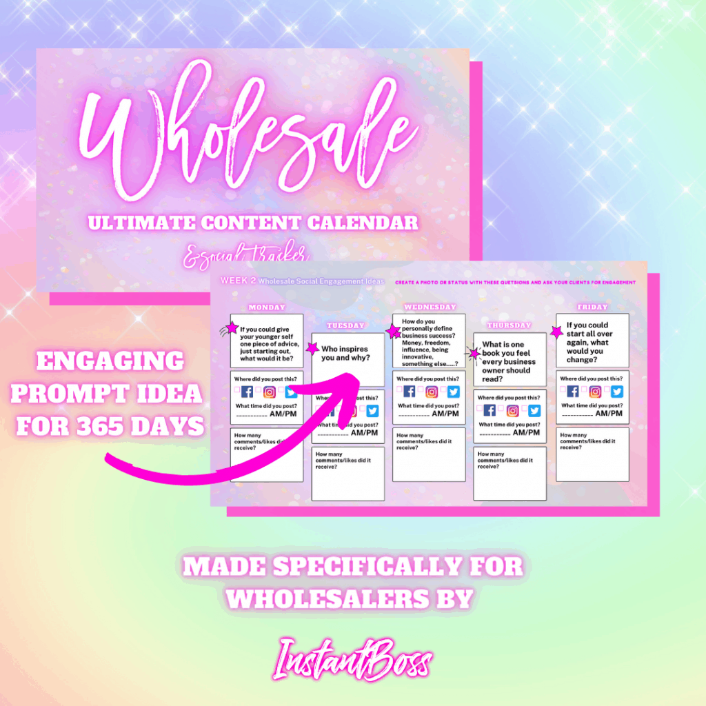 Wholesale Content Calendar and Social Tracker - InstantBoss Club